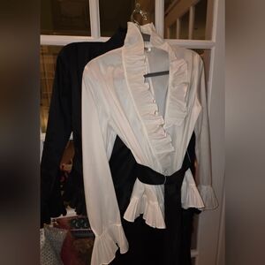Two Lovely Isadora Black And White Blouses Sz Large(W), Medium(Blk)$35 for Both!